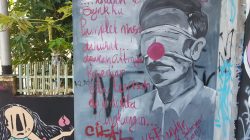 Mural mirip wajah Presiden Jokowi di jalan Yang Zubaidah, Kota Pangkalpinang.