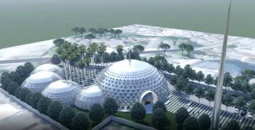 Replika masjid kubah timah yang rencananya akan di bangun pada tahun 2022 di Pangkalpinang.