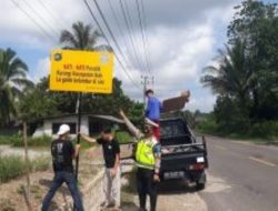 Tekan Angka Kecelakaan, Polres Bangka Pasang Plang Imbauan di Titik Rawan