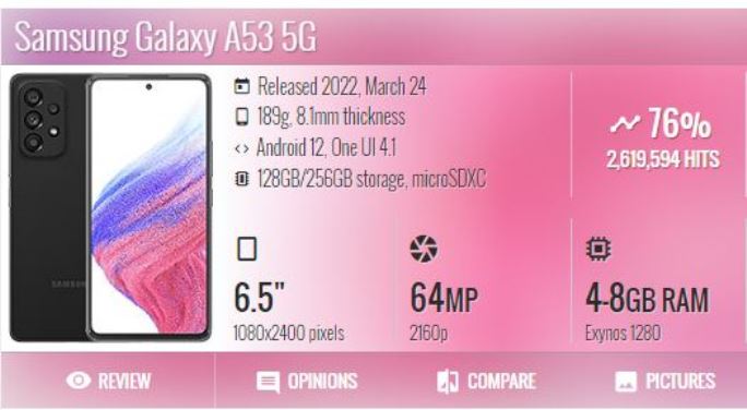 20220603 Samsung Galaxy A53 5G