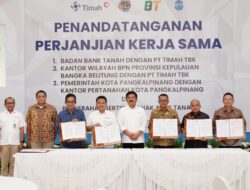 PT Timah Tbk Teken Kerjasama dengan Badan Bank Tanah dan BPN Bangka Belitung Dihadapan Menteri ATR/BPN 