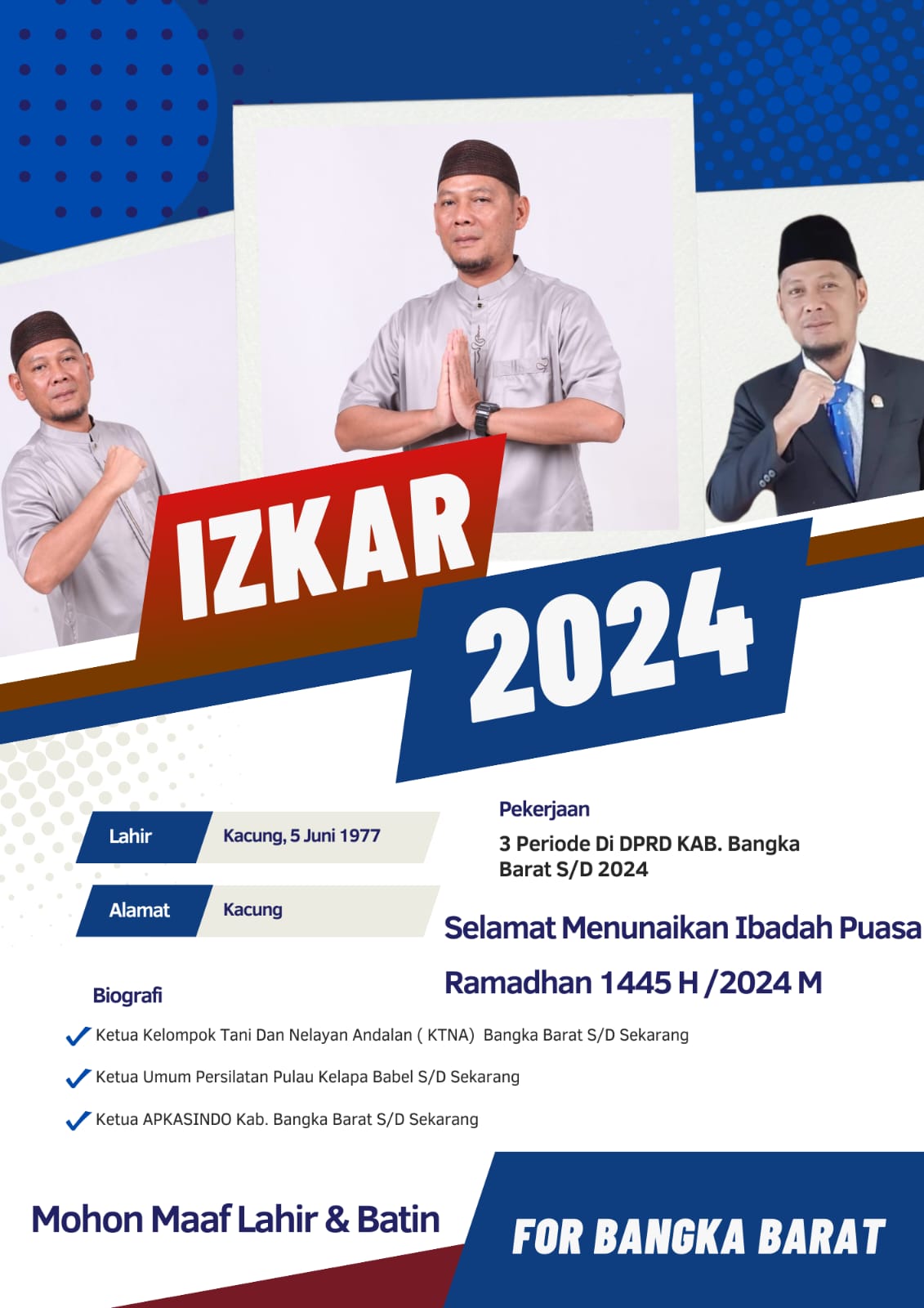 Foto : Pamplet Izkar Anggota DPRD Bangka Barat. (Dok/Izkar)