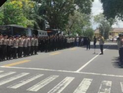 Kompi Brimob Amankan Aksi Demo di Titik Kumpul Nol Kilometer Pangkalpinang, Protes Potensi Konflik Kepentingan Politik