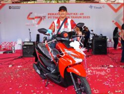 HUT ke-49 PT Timah: Kulup dan Heni Peraih Doorprize dari PT Timah dalam Pekan Sehat di Pulau Belitung
