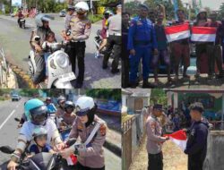 HUT ke-80 RI, Jajaran Polres Bangka Bagi-Bagi Bendera Merah Putih ke Masyarakat