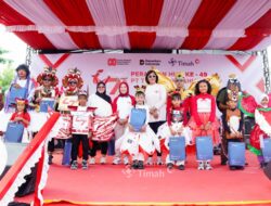 Menarik! Peserta Pekan Sehat HUT ke-49 PT Timah Gunakan Kostum Unik Ada Lambang Garuda hingga Gaun Daur Ulang