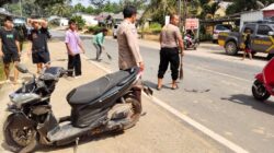 Caption : Personel Polsek Simpang Teritip mengatur arus lalu lintas usai kecelakaan di depan SMP Negeri 1 Simpang Teritip, Desa Pelangas, Kecamatan Simpang Teritip, Kabupaten Bangka Barat, Senin (25/5/2026). (Ist/ Humas Polres Bangka Barat).