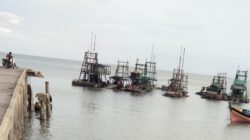 Caption : Sejumlah PIP jenis Tower beraktivitas dekat dari dermaga jetty nelayan di kawasan Teluk Biah, Kecamatan Mentok, Kabupaten Bangka Barat. (**)